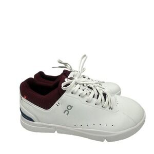 On Running The Roger Advantage White Burgundy Sneakers Men's 13